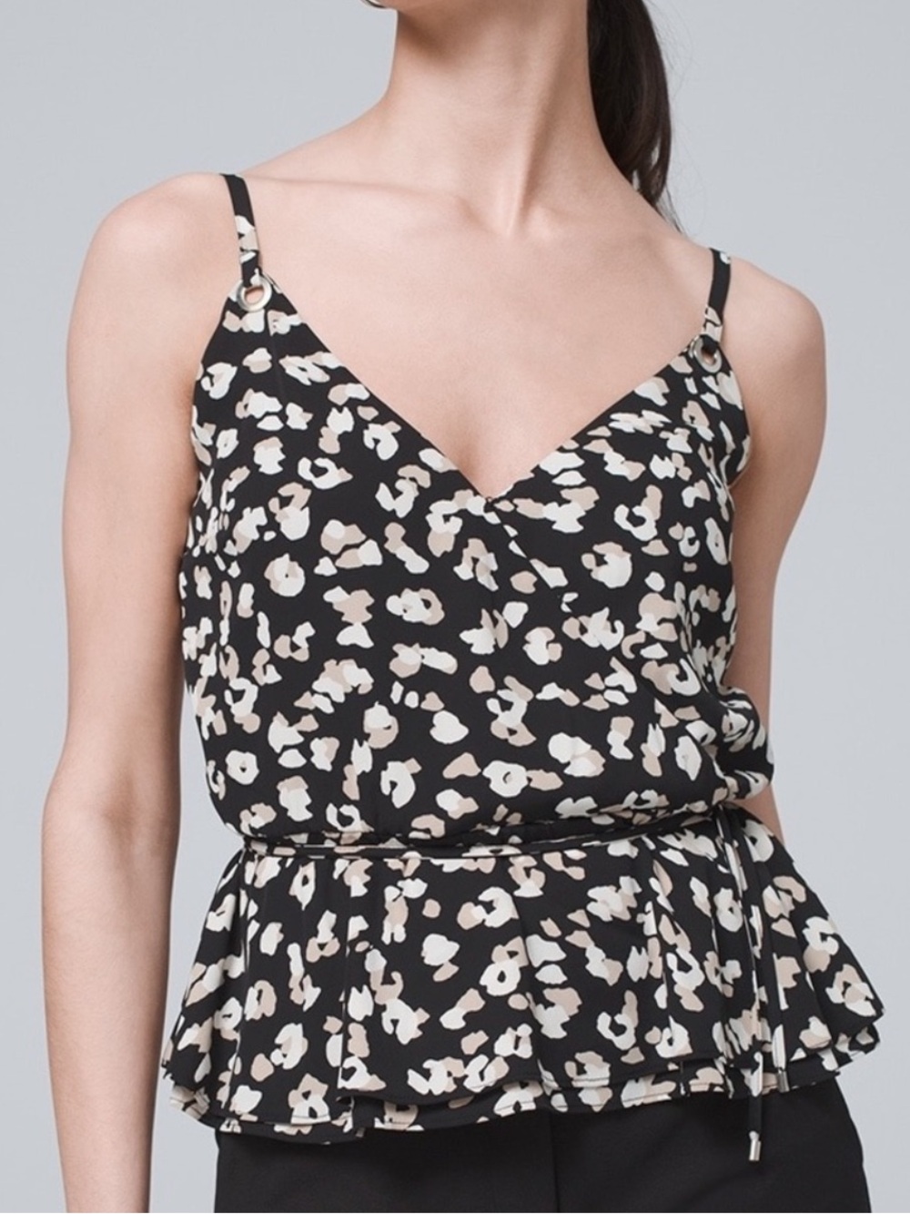 White House Black Market Confetti SL Surplice Tie Cami Size Small